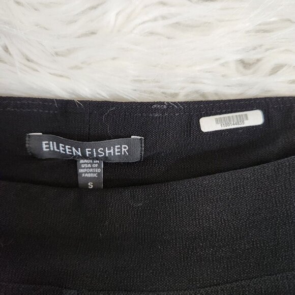 Eileen Fisher Womens Elastic Waist Pull on Pants Sz Small Black Ankle Viscose - Picture 3 of 9